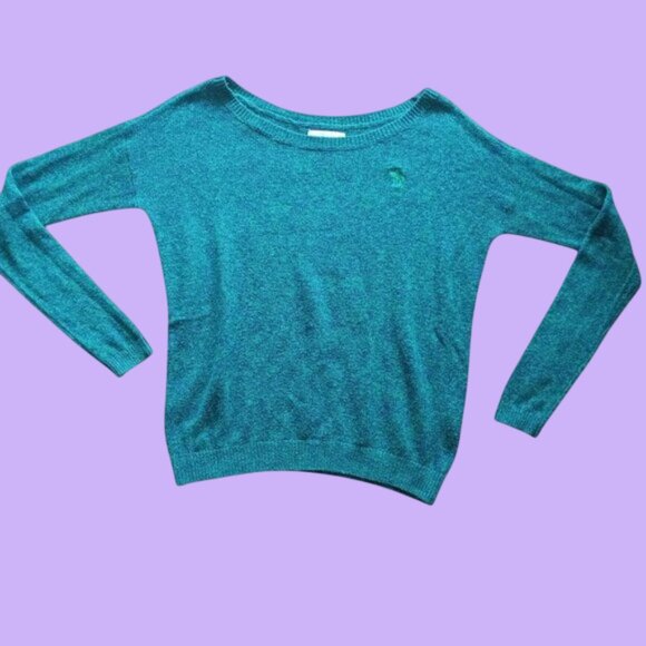 Abercrombie & Fitch  Long Sleeve Knit Crewneck Tee Blue Size Small - Picture 1 of 6